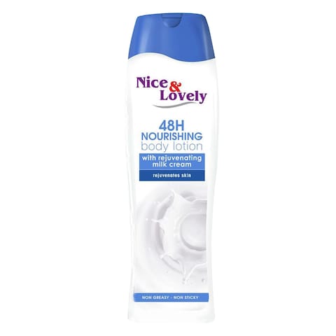 Image of Nice & Lovely Body Milk Lotion 600Ml - Nice & Lovely body milk lotion has a special blend of natural oils that easily absorbs into the skin leaving it soft, smooth and refreshed for naturally beautiful skin all day long